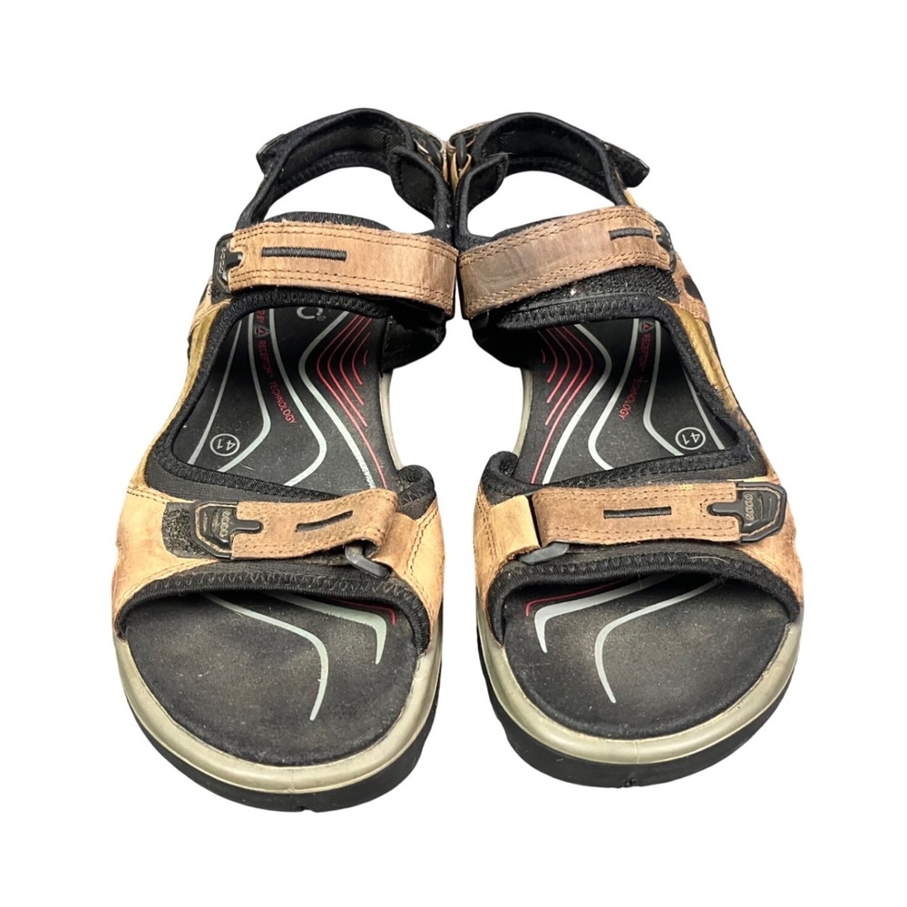 Ecco Yucatan Mens Sandals Bison Black Leather Sport Hiking 41 EU US 7 Outdoors